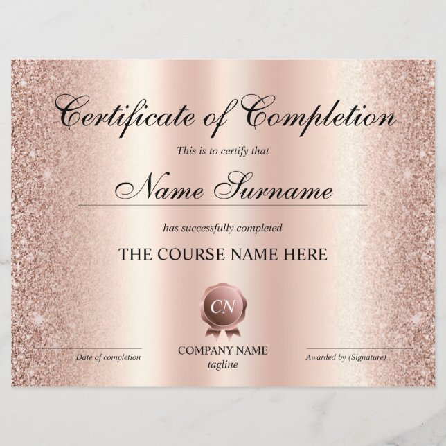 Lámina Finalización del curso de entrega de certificados  (Anverso)