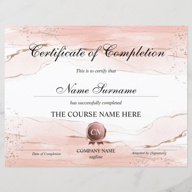 Lámina Finalización del curso de entrega de certificados  (Anverso)