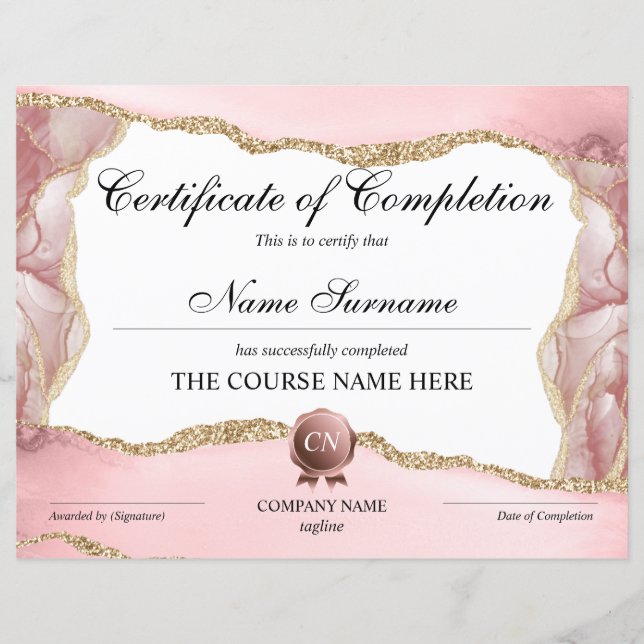 Lámina Finalización del curso de entrega de certificados  (Anverso)