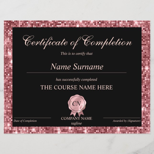 Lámina Finalización del curso de entrega de certificados  (Anverso)