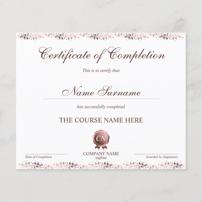 Lámina Finalización del curso de entrega de certificados  (Anverso)