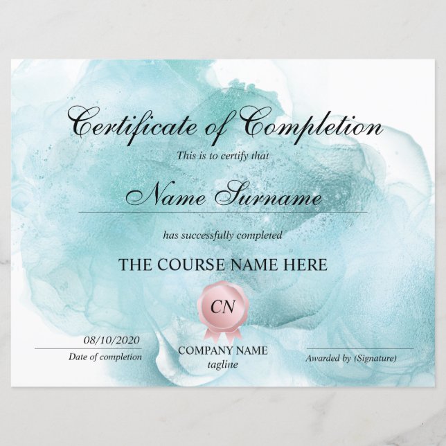 Lámina Finalización del curso de entrega de certificados  (Anverso)