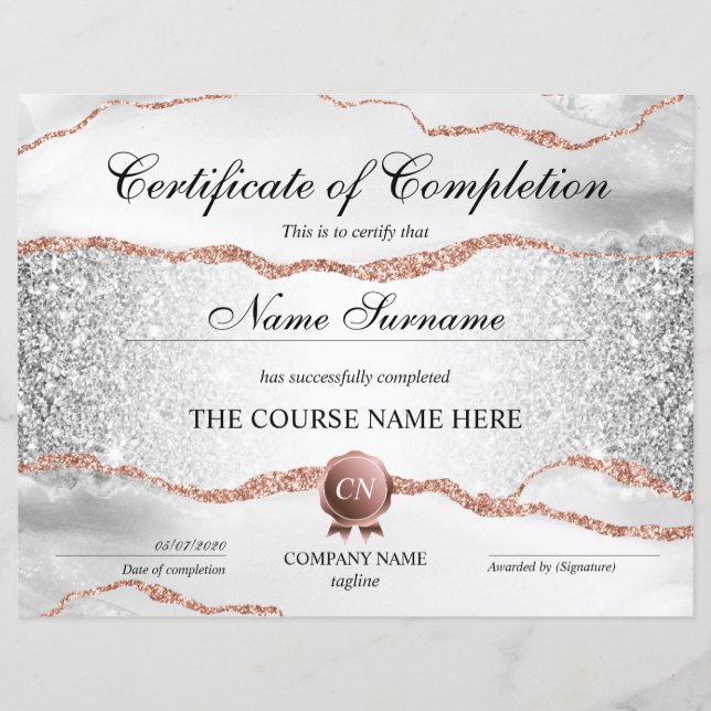 Lámina Finalización del curso de entrega de certificados  (Anverso)