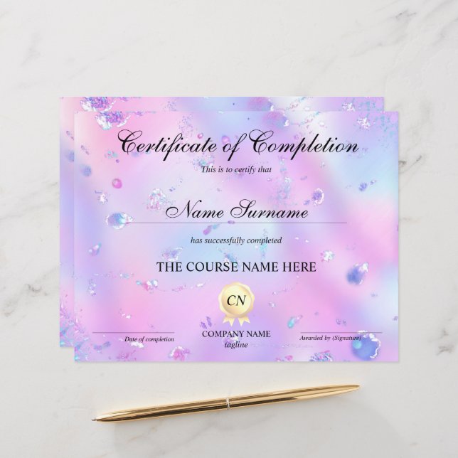 Lámina Finalización del curso de entrega de certificados  (Anverso/Reverso In Situ)