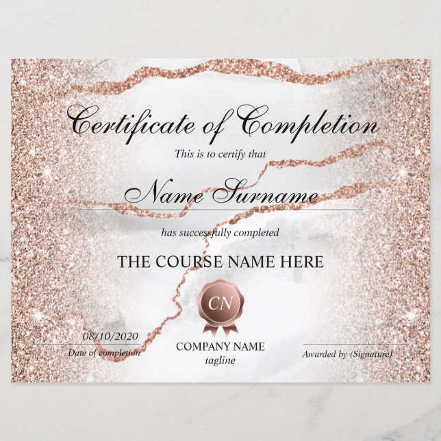 Lámina Finalización del curso de entrega de certificados  (Anverso)