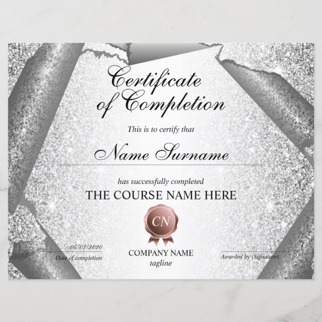 Lámina Finalización del curso de entrega de certificados  (Anverso)