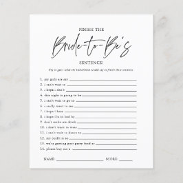 Lámina Finalizar La Frase | Juego de ducha de novia