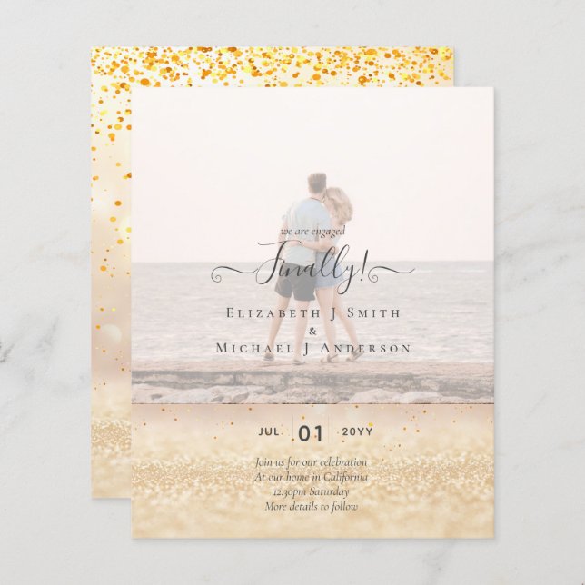 Lámina ¡Finalmente estamos comprometidos! FOTO DE INVITAC (Anverso / Reverso)