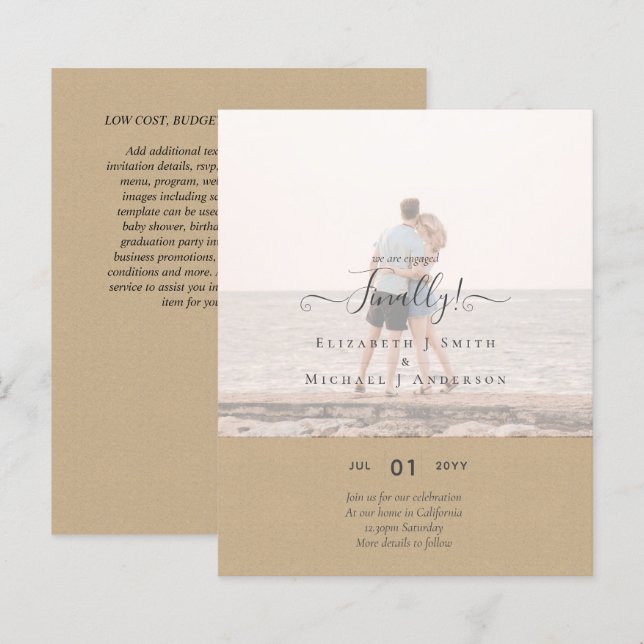 Lámina ¡Finalmente estamos comprometidos! FOTO DE INVITAC (Anverso / Reverso)