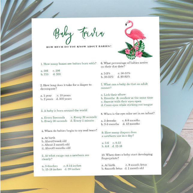 Lámina Flamingo - Baby Trivia | Juego Baby Shower (Subido por el creador)