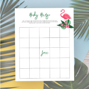 Lámina Flamingo rosa ducha de bebé - Juego de bingo para