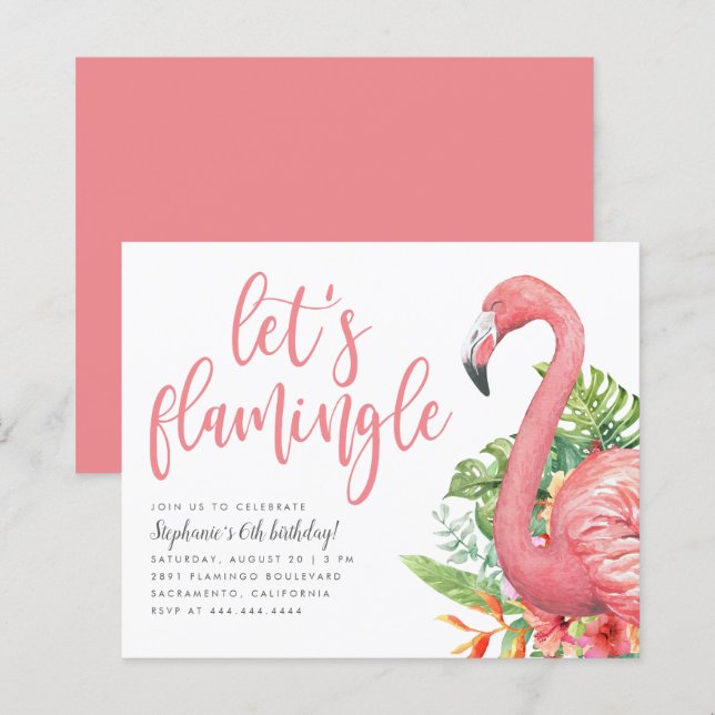Lámina Flamingo tropical presupuestal Cumpleaños de Flami (Anverso / Reverso)