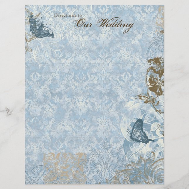 Lámina Fleur di Lys Damask - Boda de Stationery (Anverso)