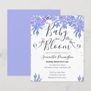 Lámina Flor acuarela Script bebé en azul en flor