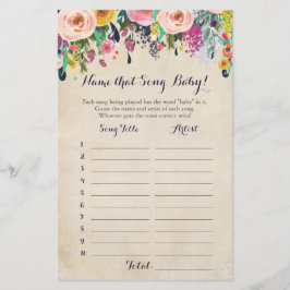 Lámina Flor adivina el juego de Baby Shower de la canción