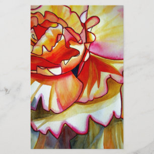 Lámina Flor amarillo Begonia acuarela arte original