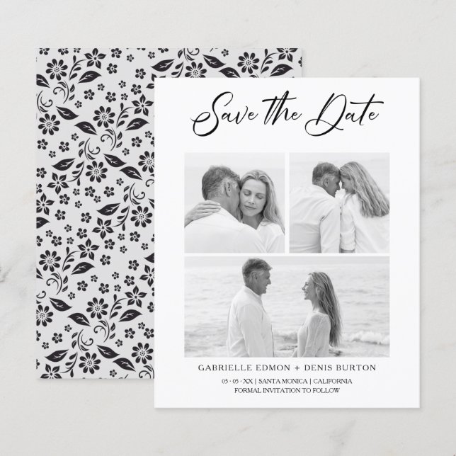 Lámina Flor blanca blanca y económica 2 fotos Collage de  (Anverso / Reverso)