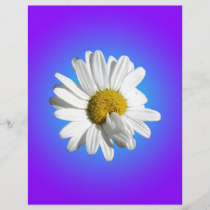 Lámina Flor Blanca de Margarita Floral Gradiente Azul Púr