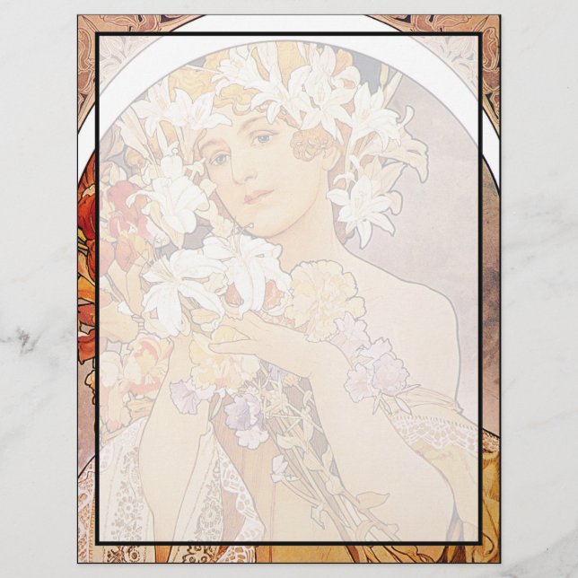 Lámina Flor de Alphonse Mucha (Anverso)