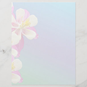 Lámina Flor de Columbina rosa y blanca