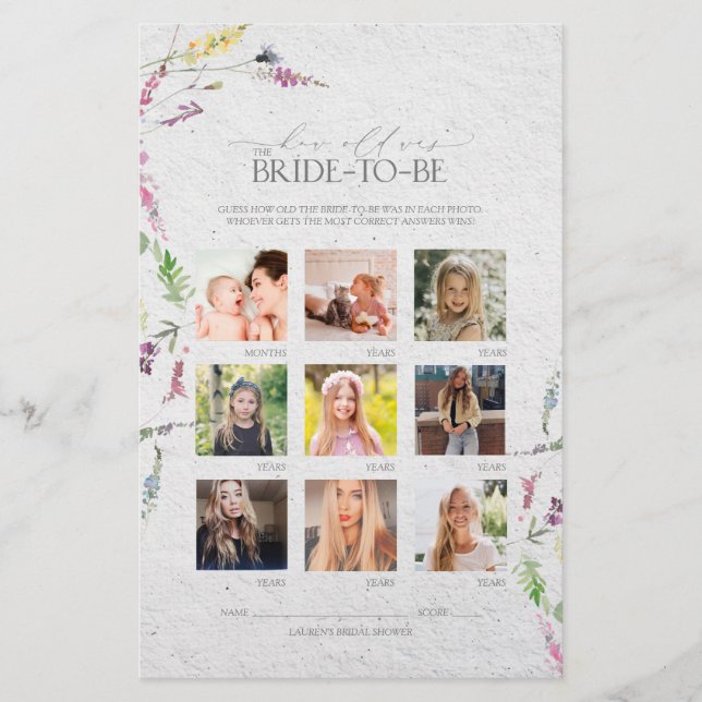 Lámina Flor de flores silvestres acuarela Floral Bridal S (Anverso)