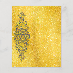 Lámina Flor de la vida - Ornamentos de época oro azul