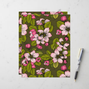 Lámina Flor de manzana en verde oscuro