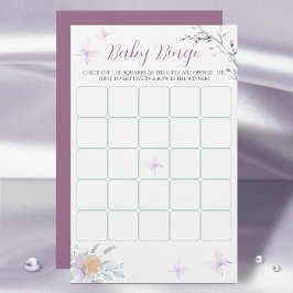 Lámina Flor de mariposa acuarela Baby Shower Bingo