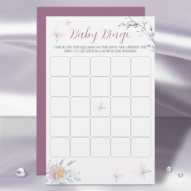 Lámina Flor de mariposa acuarela Baby Shower Bingo (Subido por el creador)