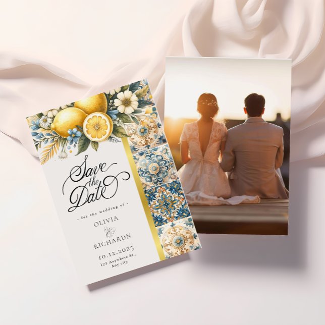 Lámina Flor de mosaico mediterránea Positano limón (Subido por el creador)