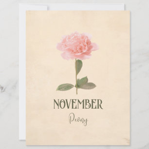 Lámina Flor de nacimiento de noviembre Peonía Art Nouveau