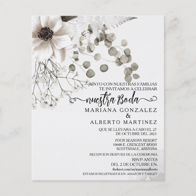 Lámina Flor de Nuestra Boda RSVP Presupuesto de Boda Espa (Anverso)