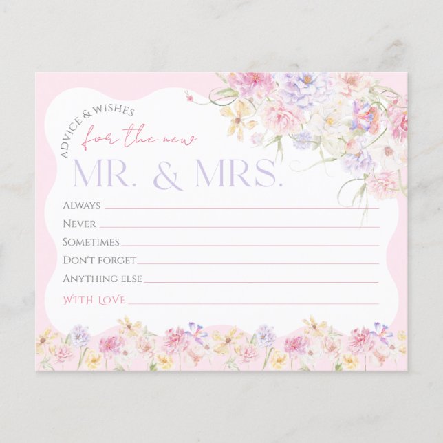 Lámina Flor Moderno Wavy Bridal Shower Wings Juego (Anverso)