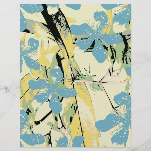 Lámina flor retro azul y amarillo (Anverso)