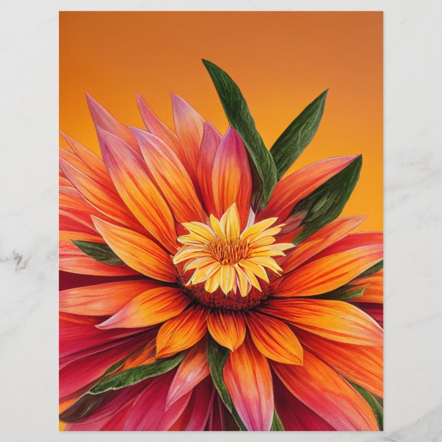 Lámina Flor rosa, naranja y amarilla (Anverso)