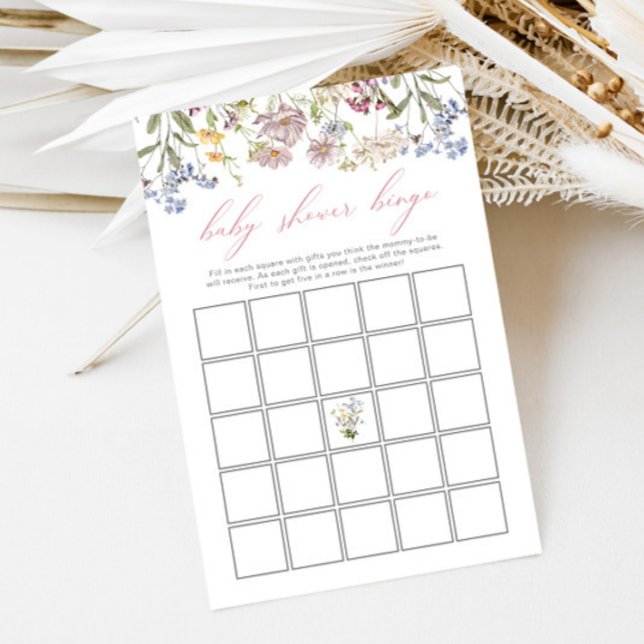 Lámina Flor silvestre Baby Shower Bingo Chica rosa floral (Subido por el creador)