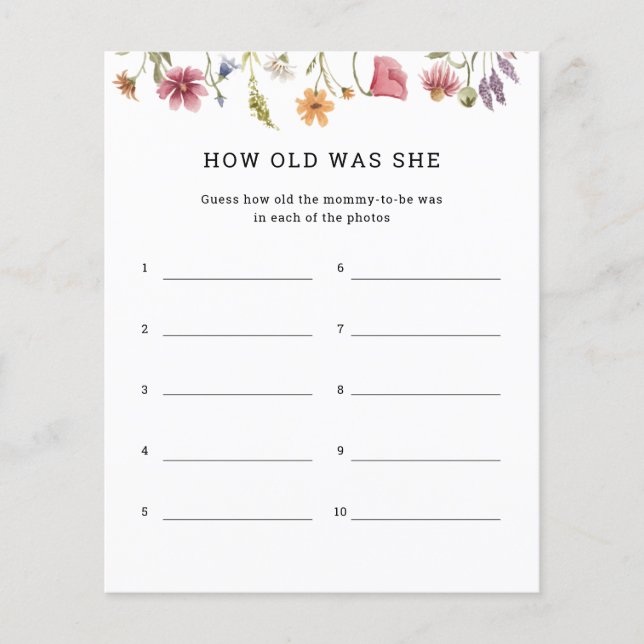 Lámina Flor silvestre: ¿Qué Edad Tenía Las Cartas De Jueg (Anverso)