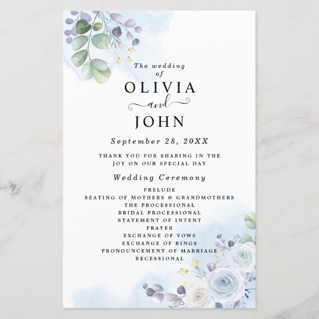 Lámina Flora azul claro acuarela (Anverso)