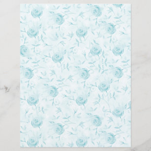 Lámina Floral Aqua Blue Rosas Damask Scrapbook Paper