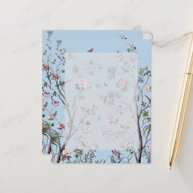 Lámina Floral azul antiguo (Anverso/Reverso In Situ)