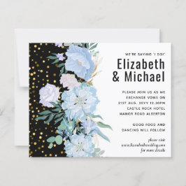 Lámina Floral azul claro negro moderno presupuesto Boda