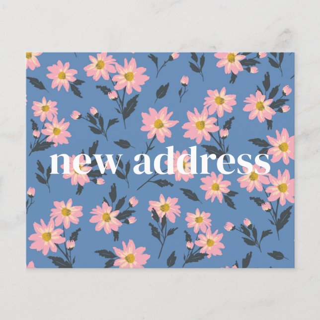 Lámina Floral azul de presupuesto que mudamos nueva tarje (Anverso)