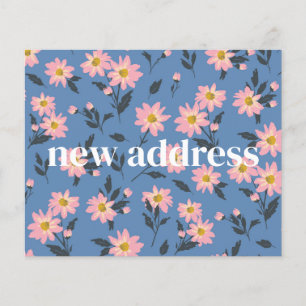 Lámina Floral azul de presupuesto que mudamos nueva tarje