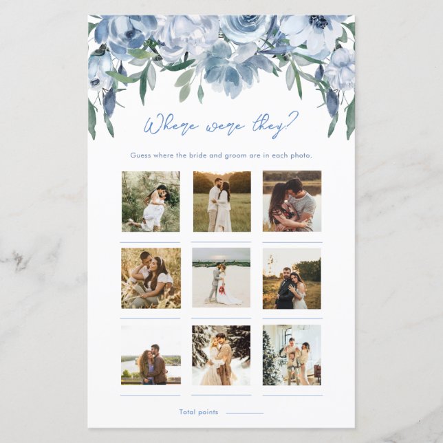 Lámina Floral Azul Dusto Donde Estaban Los Fotos (Anverso)