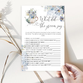 Lámina Floral azul ¿Qué dijo el novio del juego de novias