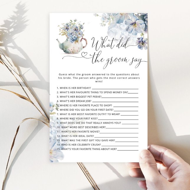 Lámina Floral azul ¿Qué dijo el novio del juego de novias (Subido por el creador)