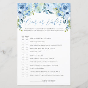 Lámina Floral azul sobre o bajo juego de ducha de novia