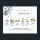 Lámina Floral azul turquesa de línea de tiempo boda, tarj<br><div class="desc">La línea de tiempo de los bodas de acuarela impresiona a sus huéspedes. Añada una tarjeta a sus invitaciones y haga que todos los invitados estén informados de la hora de los eventos o distribuyan en Ceremonia a medida que los huéspedes sean bienvenidos. También disponible con un programa de ceremonia...</div>