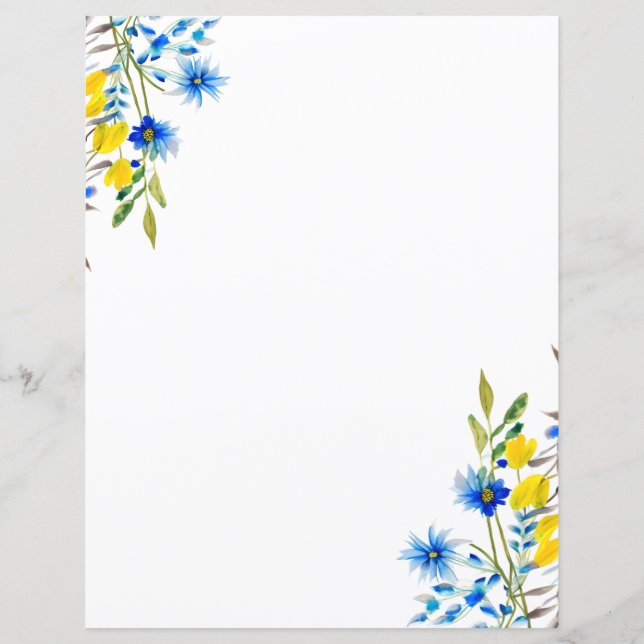 Lámina Floral azul y amarillo (Anverso)