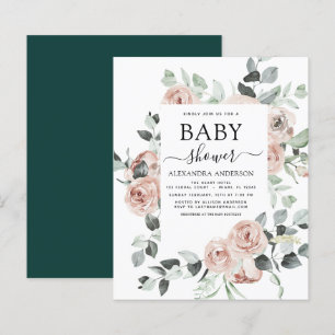 Lámina Floral Baby Shower verde de esmeralda presupuestal
